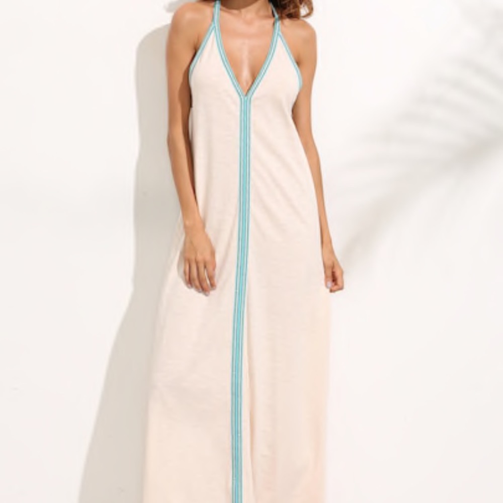 V Neck Halter Maxi Dress/Cover Up